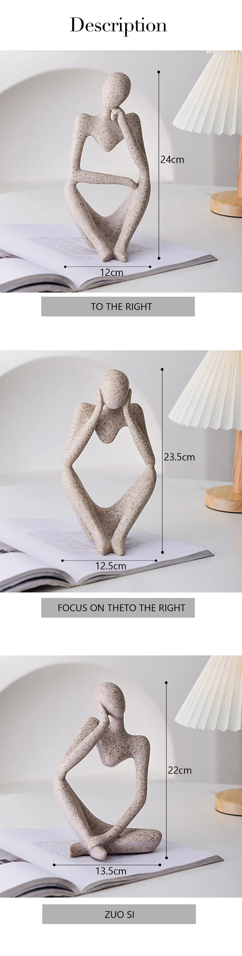 Vilead Nordic Abstract Sculpture Thinker Statue Resin Woman Figurine Office Home Decoration Accessories Decor Crafts Modern Art