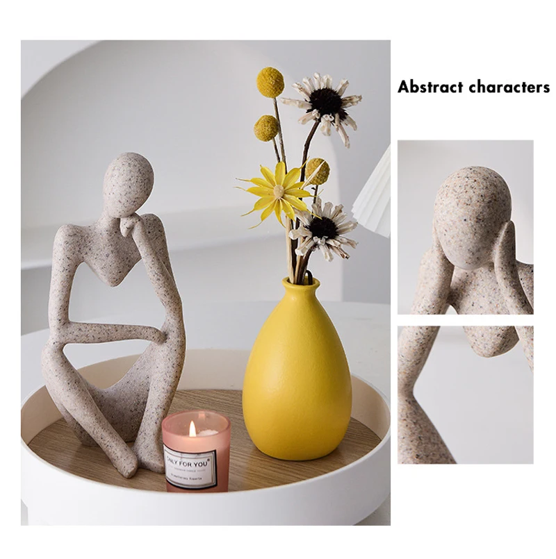 Vilead Nordic Abstract Sculpture Thinker Statue Resin Woman Figurine Office Home Decoration Accessories Decor Crafts Modern Art