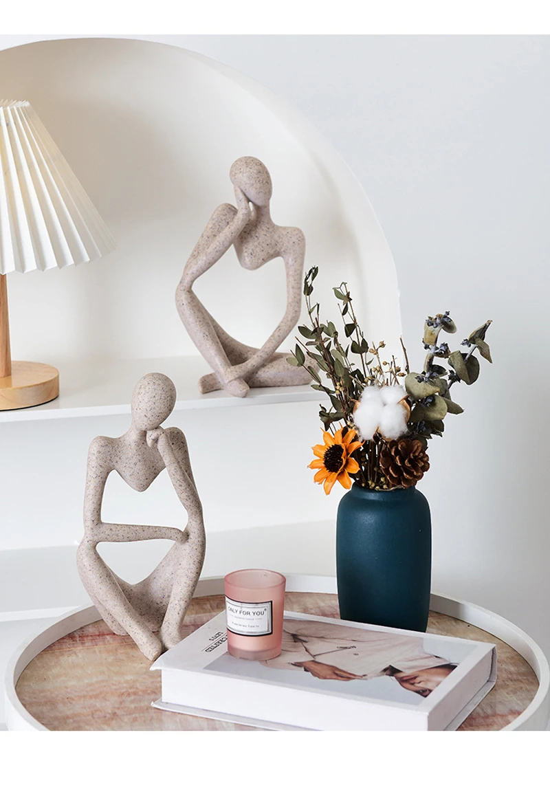 Vilead Nordic Abstract Sculpture Thinker Statue Resin Woman Figurine Office Home Decoration Accessories Decor Crafts Modern Art