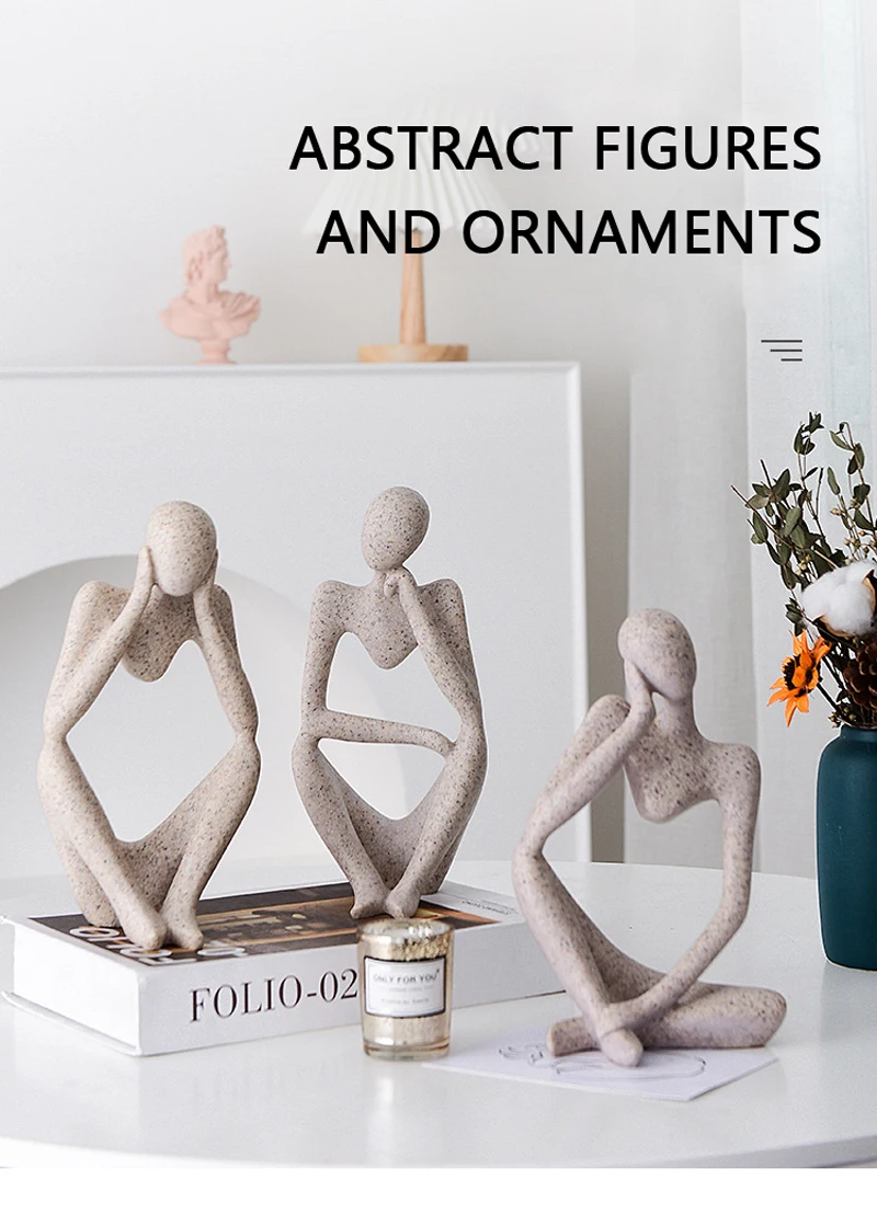 Vilead Nordic Abstract Sculpture Thinker Statue Resin Woman Figurine Office Home Decoration Accessories Decor Crafts Modern Art