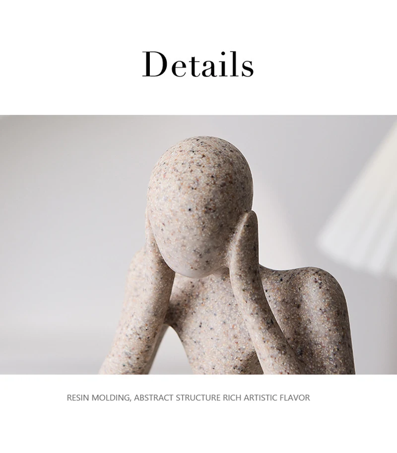 Vilead Nordic Abstract Sculpture Thinker Statue Resin Woman Figurine Office Home Decoration Accessories Decor Crafts Modern Art