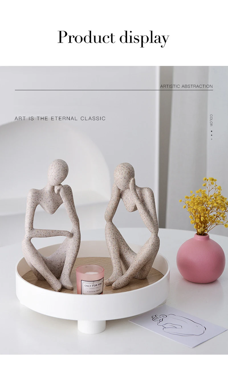 Vilead Nordic Abstract Sculpture Thinker Statue Resin Woman Figurine Office Home Decoration Accessories Decor Crafts Modern Art