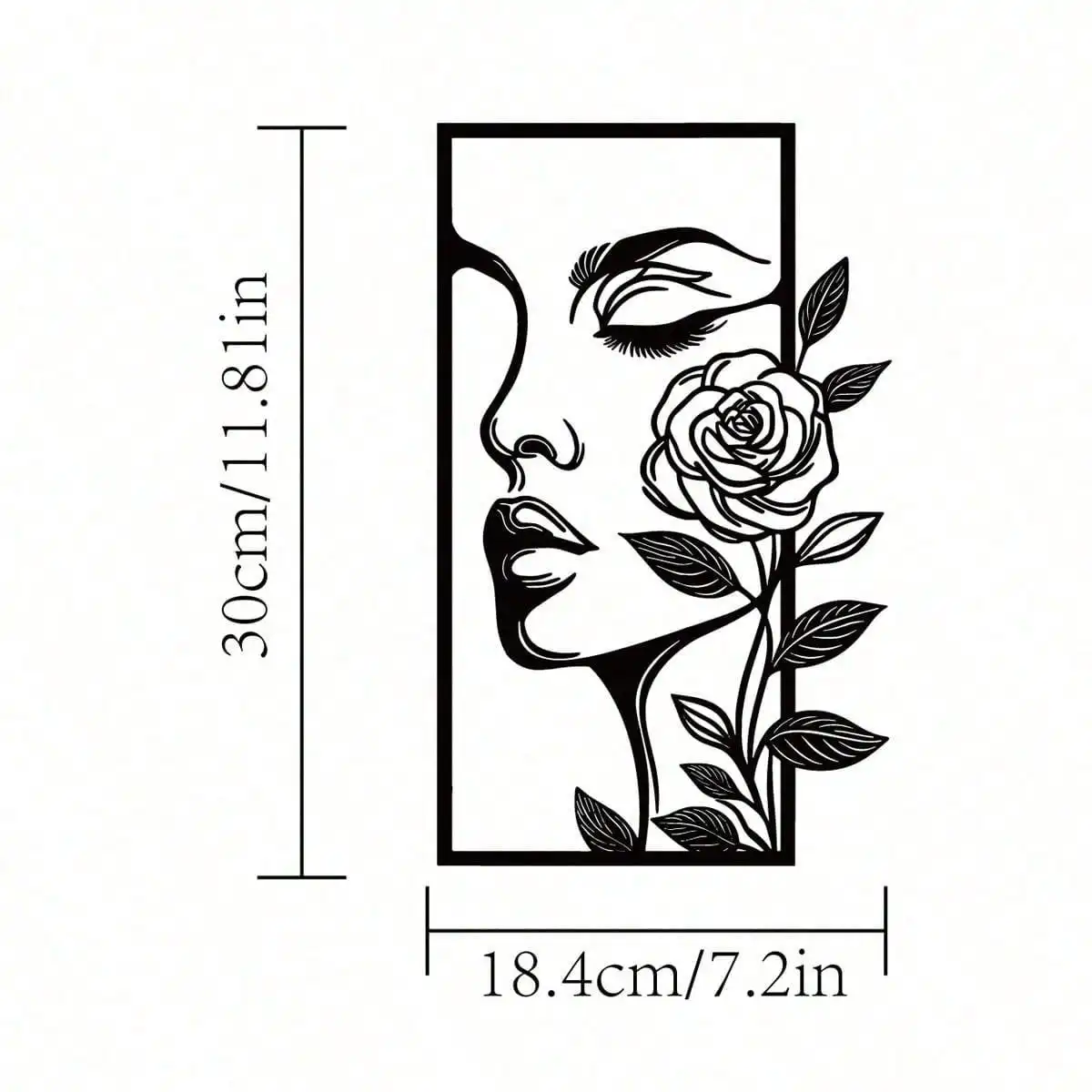 1pc Woman Flower Metal Wall Art Decor Modern Home Gift Aesthetic Portrait Face Outline Bedroom Room Decor
