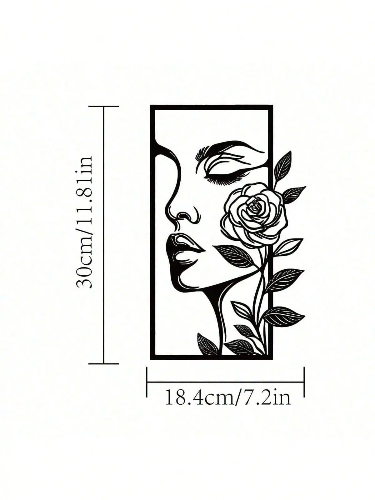 1pc Woman Flower Metal Wall Art Decor Modern Home Gift Aesthetic Portrait Face Outline Bedroom Room Decor