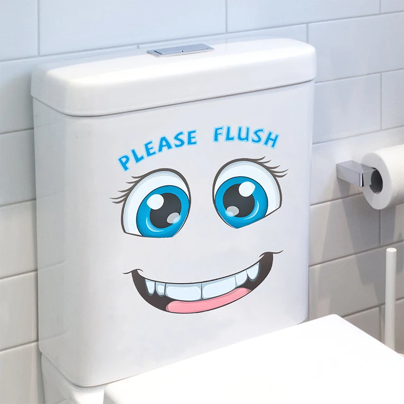 Glow-in-the-Dark Funny Face Toilet Stickers Waterproof Removable Self-Adhesive PVC Decals Bathroom Decor Wall Stickers