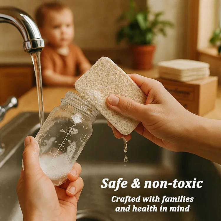 Natural Loofah Sponge Scrubber Reusable Plant Fiber Dish Washing Pad Oil Stain Remover For Kitchen Cleaner With Rope