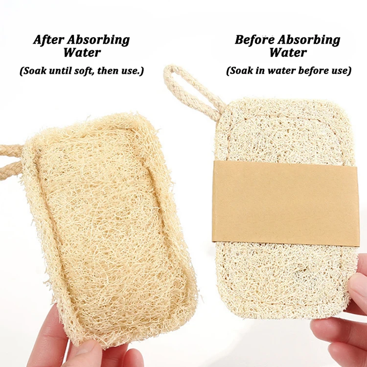 Natural Loofah Sponge Scrubber Reusable Plant Fiber Dish Washing Pad Oil Stain Remover For Kitchen Cleaner With Rope