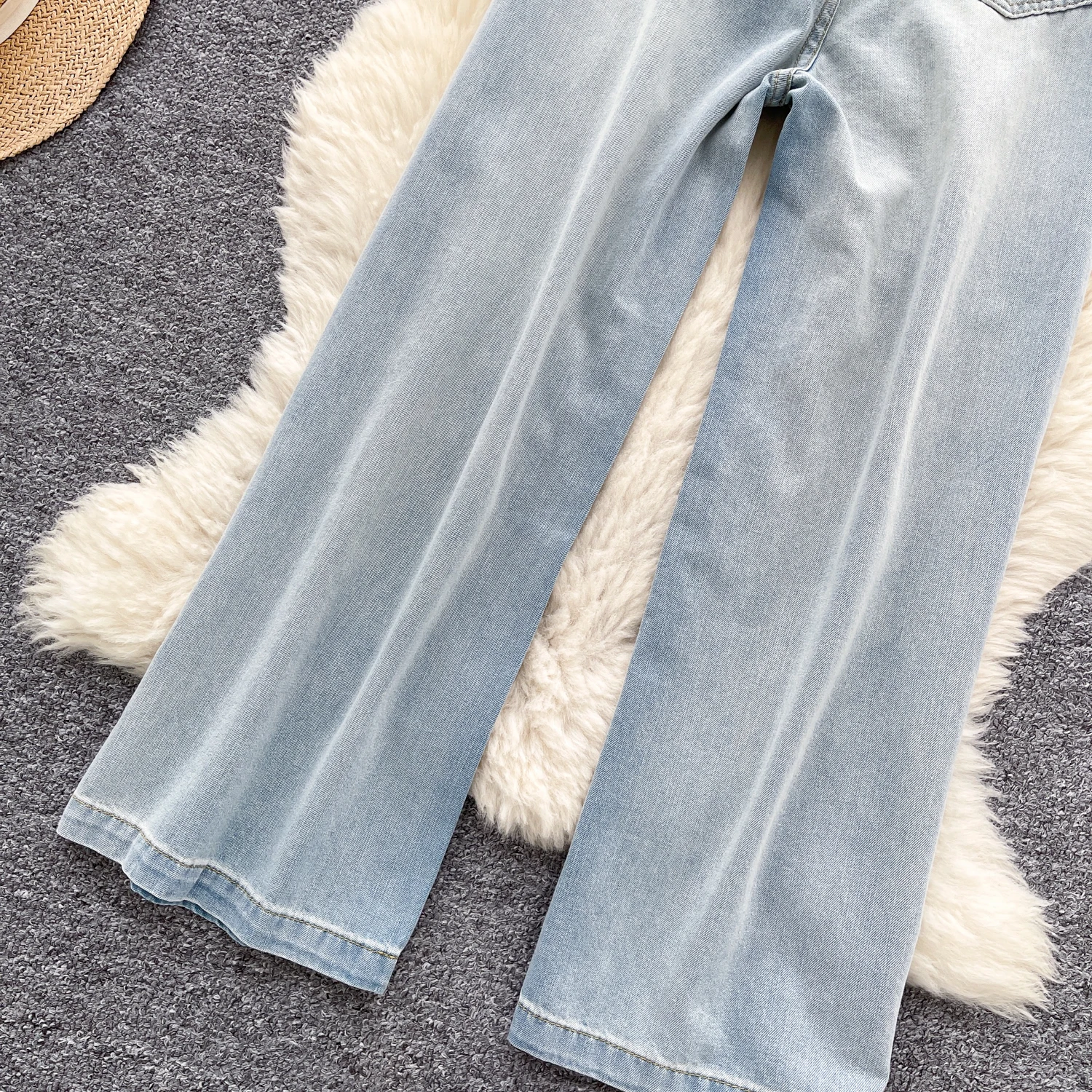 SINGREINY Fashion Korean Casual Long Pants Female High Waist Hole Lace Splice Denim Trousers Streetwear Loose Wide Legs Jeans