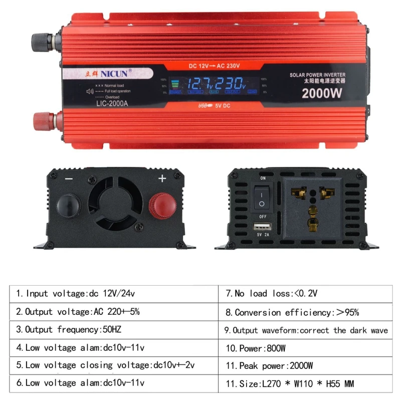 2000W Off-Grid Solar Complete Kit Power 100A Controller,110V 220V Inverter&10AH 30AH LiFePO4 Battery for Home/RV/Camping