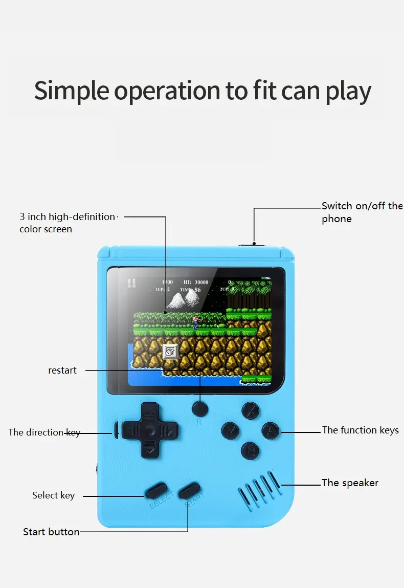Retro Portable Mini Handheld Video Game Console 8 Bit 3.0 Inch Color LCD Kids Color Game Player Built in 500 Games