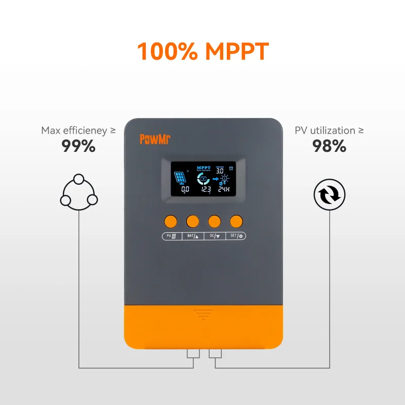 PowMr 45A 35A 25A MPPT Solar Charge Controller 12V&24V Auto 99.9% MPPT Tracking Efficiency 3 Stage Charging with LCD Display PV Overcurrent Short Circuit & Reverse Polarity Protection for RV Marine Off Grid Solar System