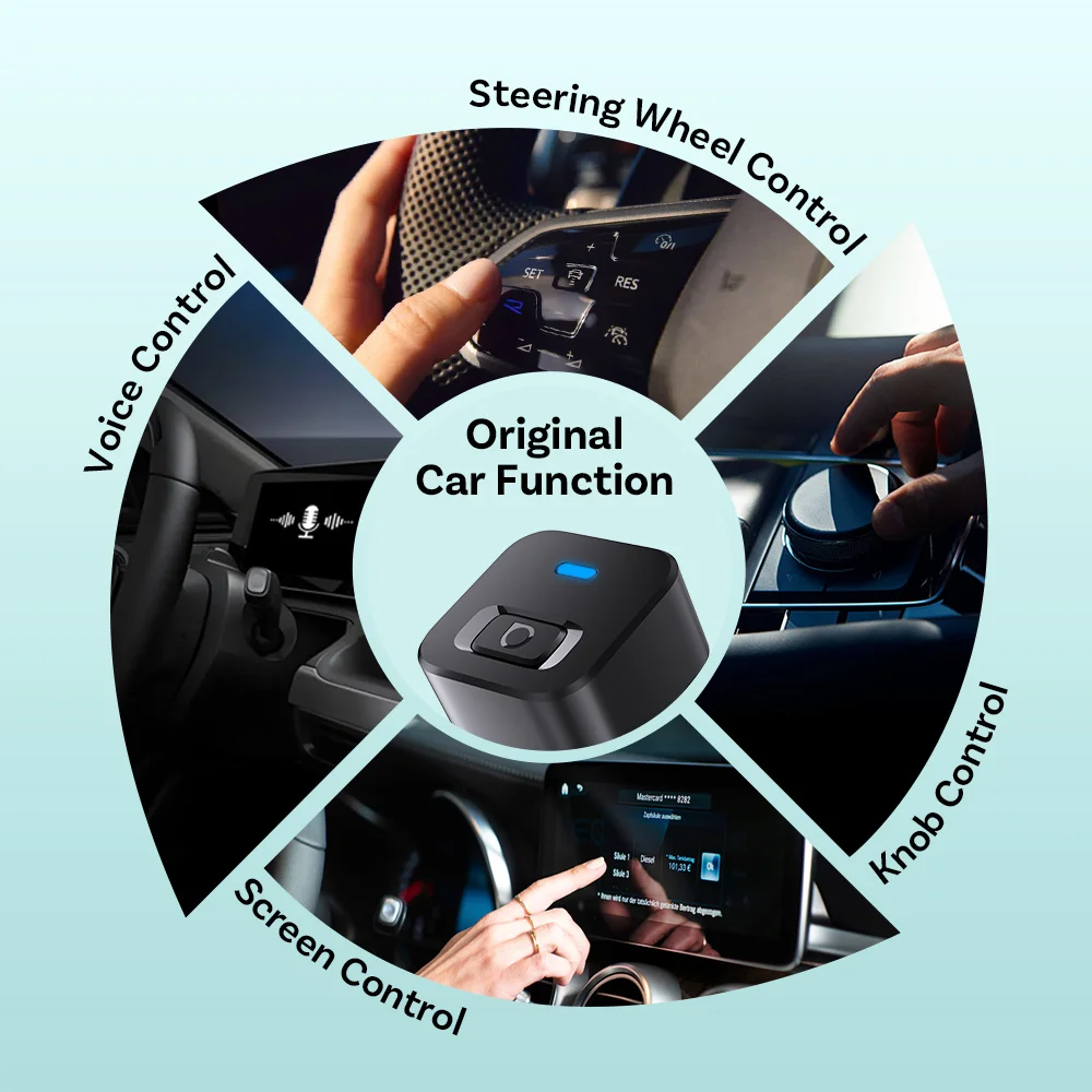 Ottocast Mini 2 Wireless Carplay Adapter Converter Mini CP AA Upgrade Device Wi-Fi6 BT5.4 Dual Channel Plug&Play Smart Pairing