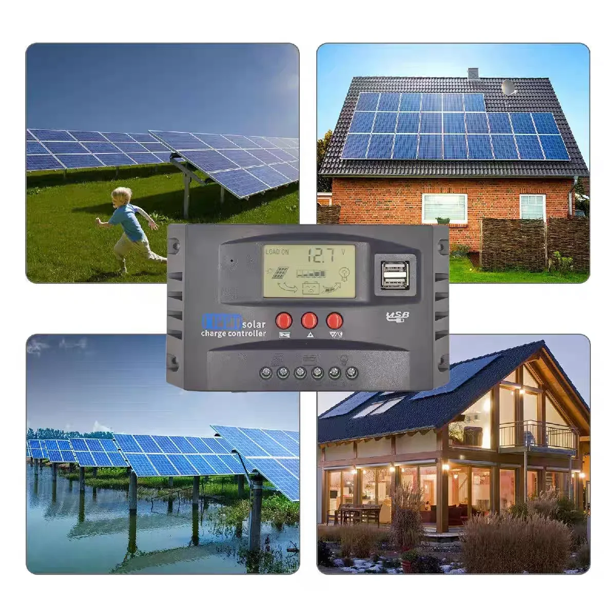 MPPT Solar Charge Controller regulator 12V,24V Auto 30 40 50 60 80 100A Compatible with Lead-Acid, Lithium and LiFePO4 Batteries
