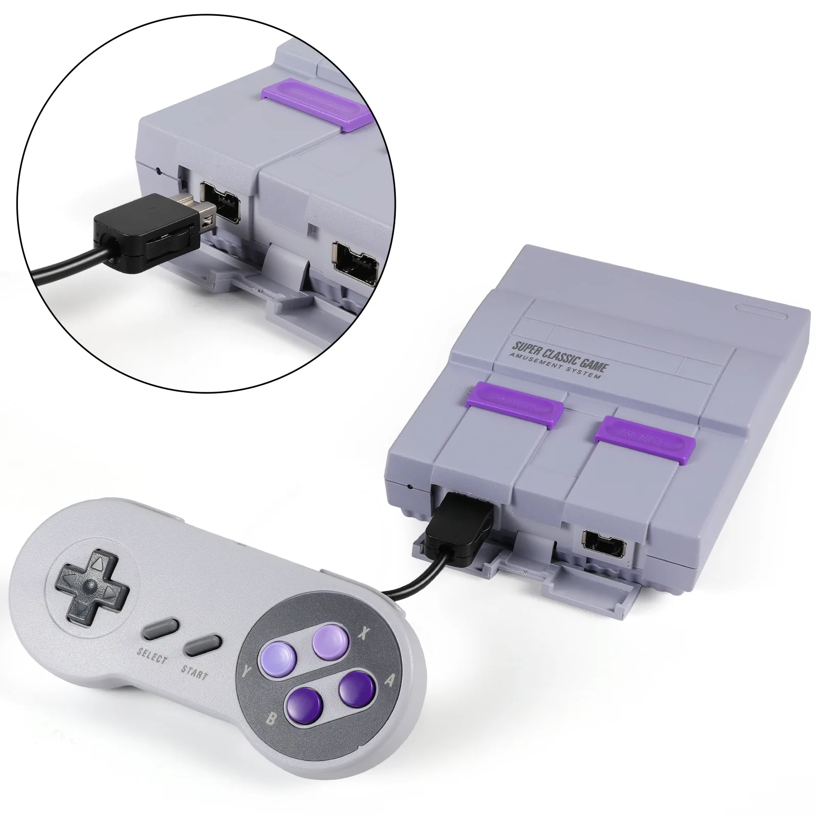 Wired Gamepad for SNES/SFC,Adaptation Genuine SNES/SFC Game Console, Gamepad Handle for Super Nin-tend-o Game Console