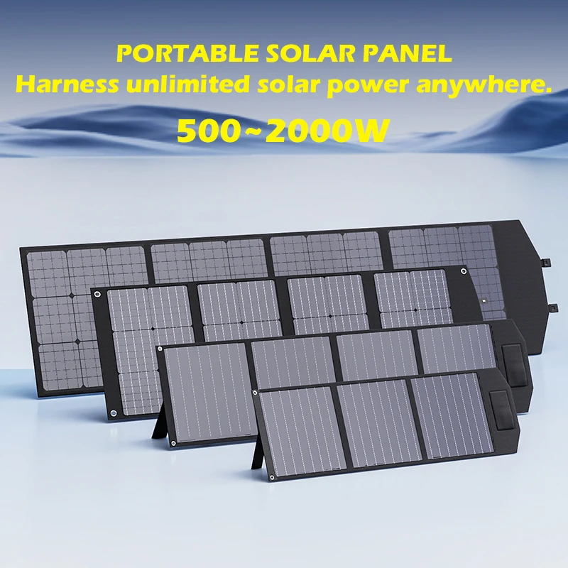 2000w 1500w 1000w 500w Flexible Foldable Solar Panel High Efficience Travel & Phone & Boat Portable 12V Solar Panel Kit