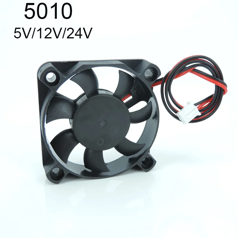 DC 5010 5V/12V/24V Computer CPU Cooler Mini Cooling Fan 50MM Small Exhaust Fan for 3D Printer 2 Pin 50x50x10mm W1