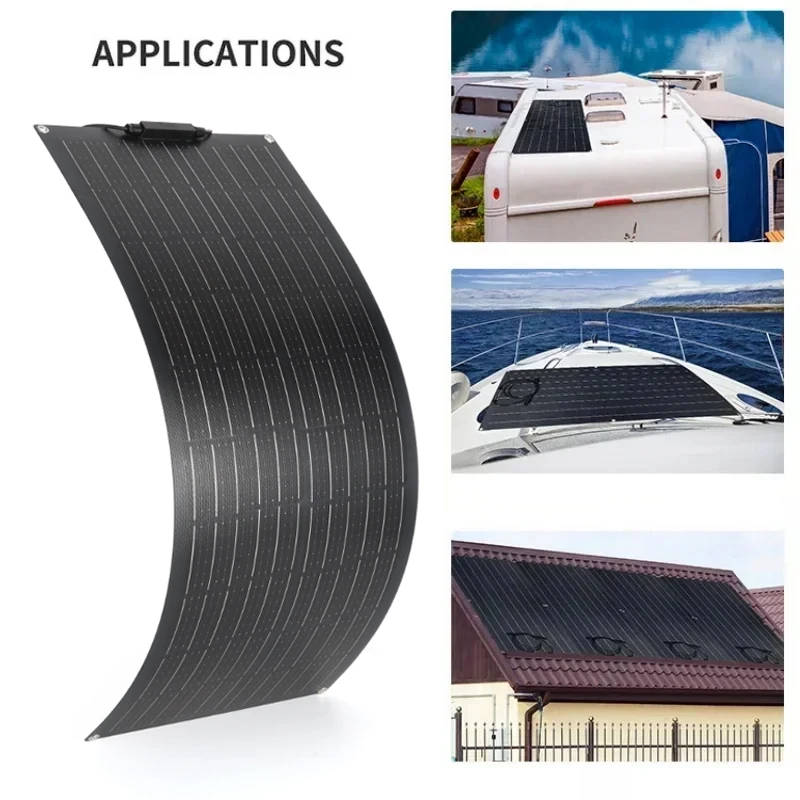 600W 300W Flexible Solar Panel Kit 18V Monocrystalline Solar Cell Outdoor Power Charger for Camping Yacht Motorhome RV Car Boat