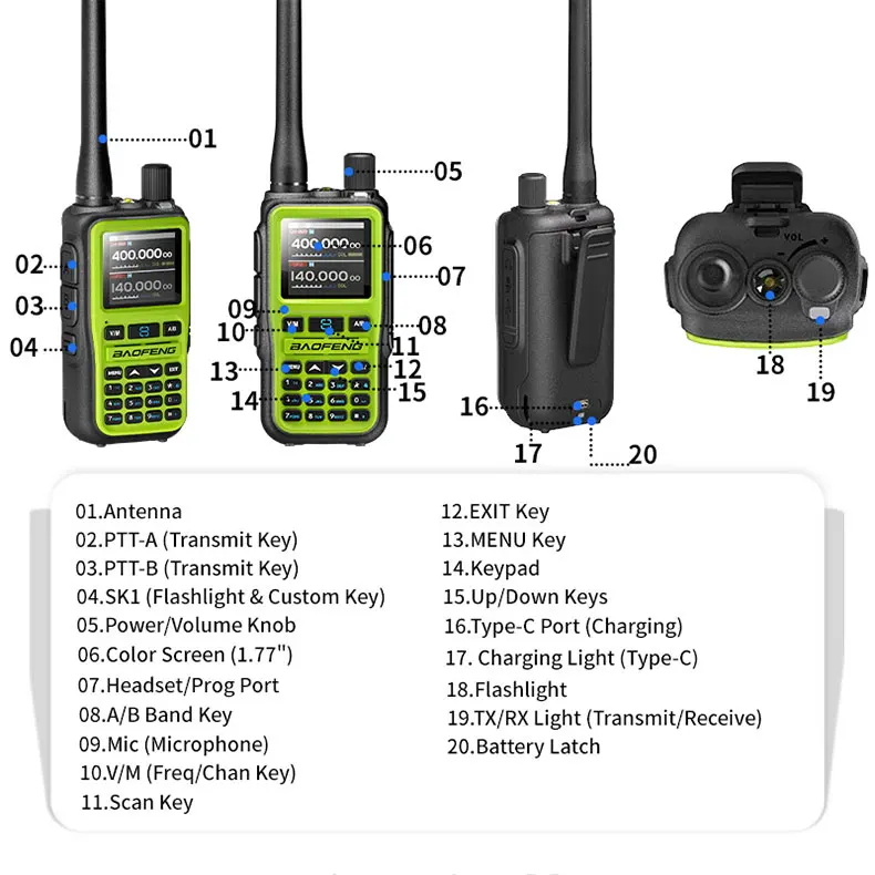 2 Pack BAOFENG UV-5R Mini Dual Band Two-Way Radio (5W/999CH) - Bluetooth APP Programming, NOAA Alert, Type-C Fast Charging