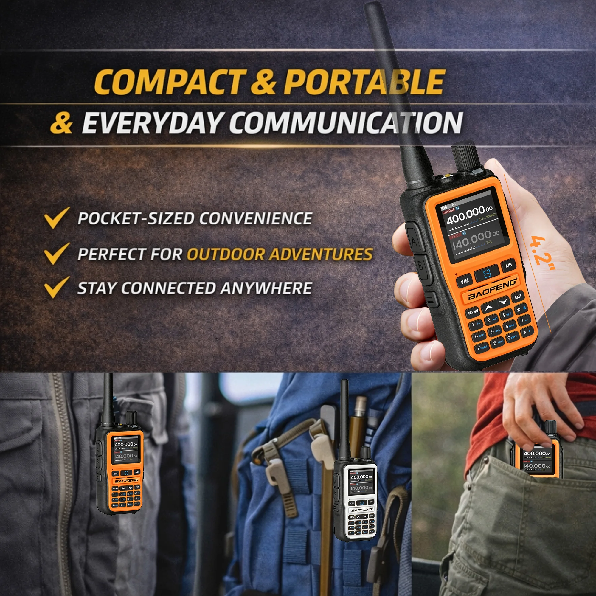 2 Pack BAOFENG UV-5R Mini Dual Band Two-Way Radio (5W/999CH) - Bluetooth APP Programming, NOAA Alert, Type-C Fast Charging