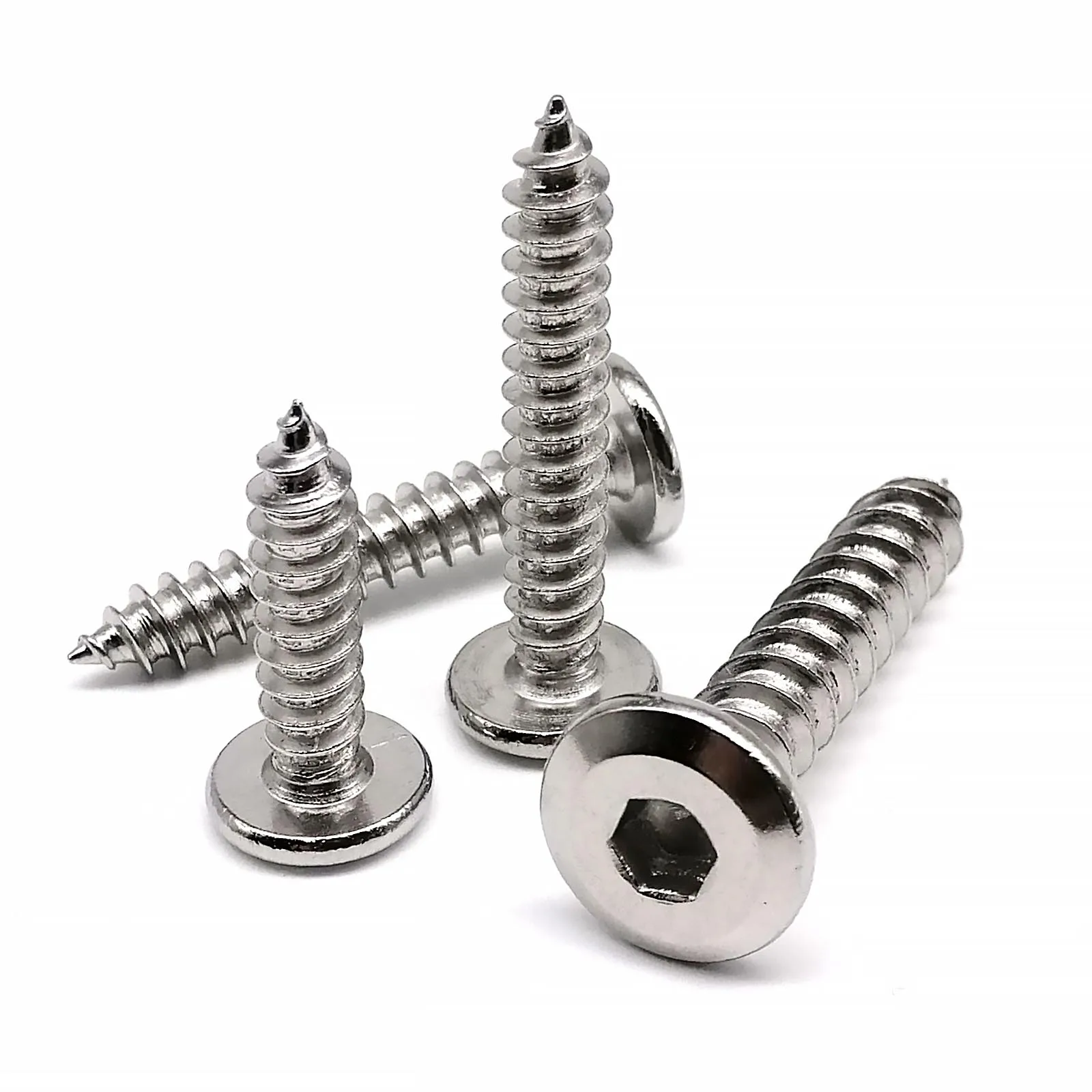 HZYUEGOU M2 M2.3 M2.6 M3 M4 M5 M6 Allen Hexagon Socket Large Flat Thin Wafer Head Self Tapping Wood Screw A2 304 Stainless Steel