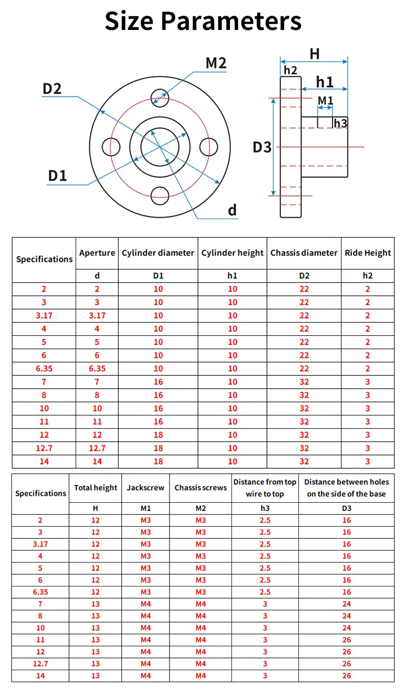 2/3/3.17/4/5/6/6.35/7/8/10/11/12/14mm Rigid Flange Coupling Motor Guide Shaft Coupler Connector With Jackscrew
