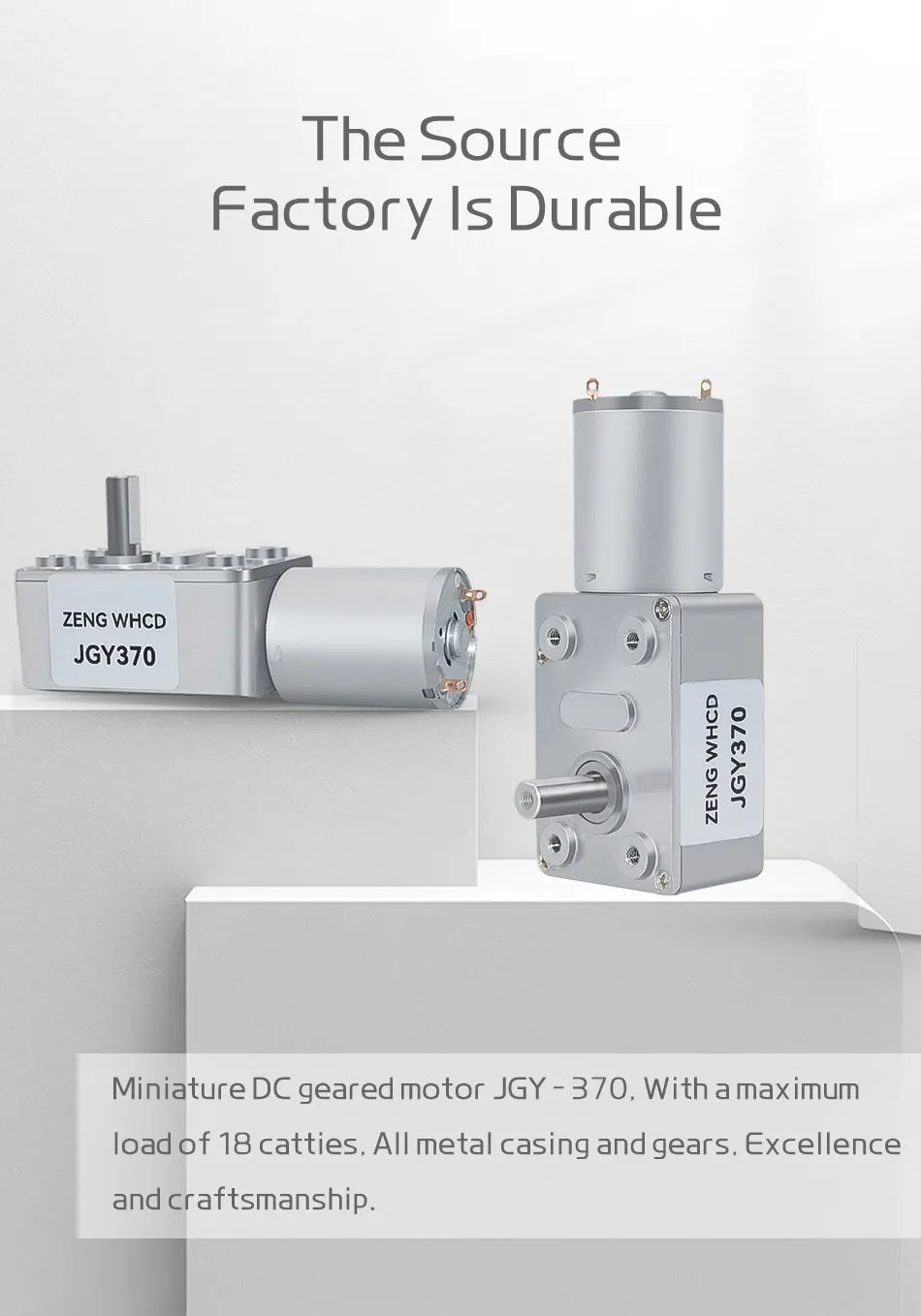 JGY370 Miniature Worm Gear DC Motor, 6V~24V 6mm Diameter Shaft High Torque 25KG.CM Reversible Motor With Self-locking Metal Gear
