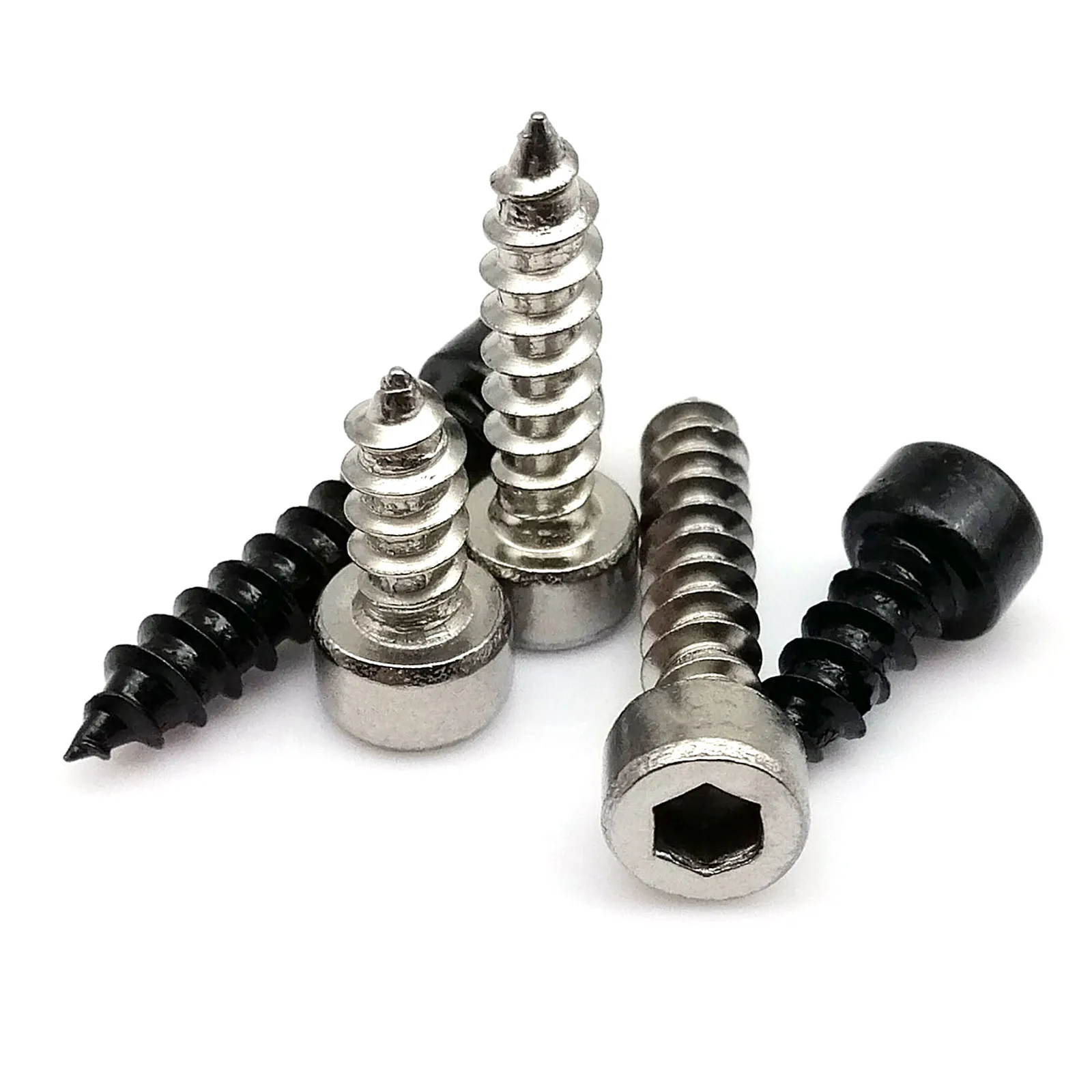 HZYUEGOU M2 M2.6 M3 M3.5 M4 M5 M6 304 Stainless Steel Black Carbon Steel Allen Hexagon Socket Cap Head Wood Self-tapping Screw