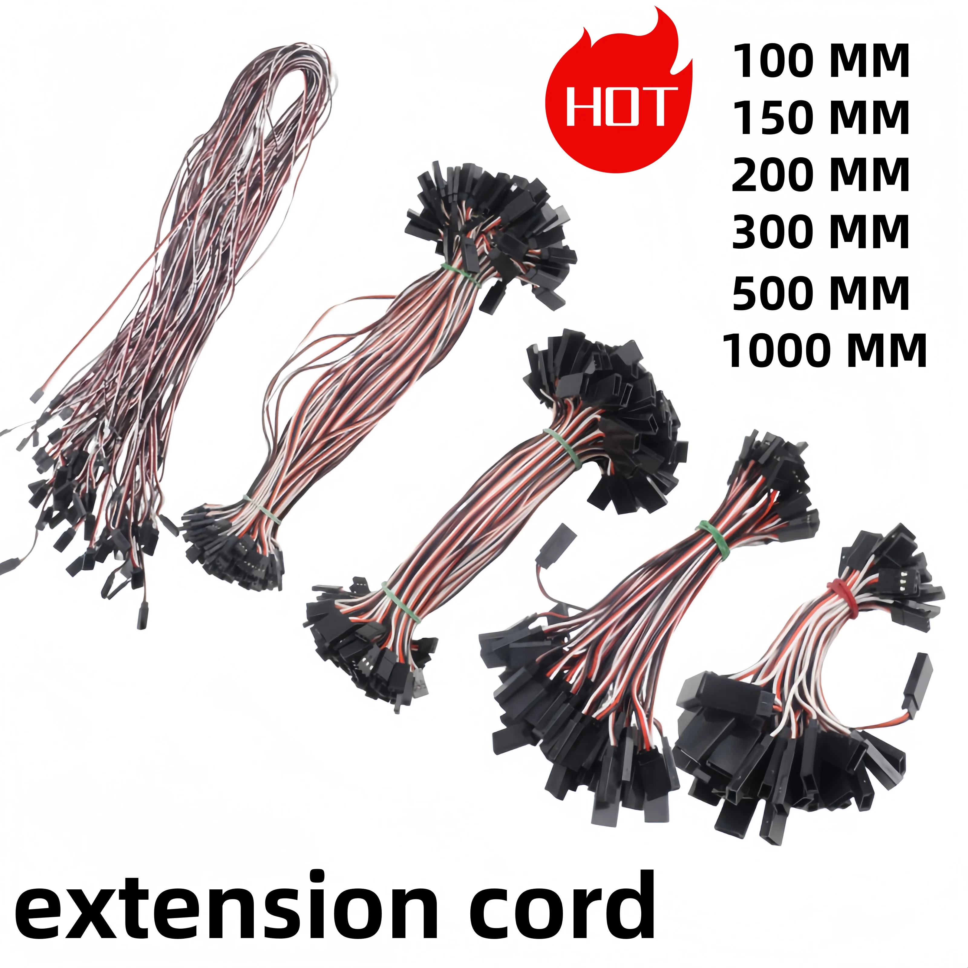 10Pcs 100mm 150mm 200mm 300mm 500mm Servo Lead Cable Extension Yextension Cord for RC Futaba JR Male to Female 15cm 30cm 50cm