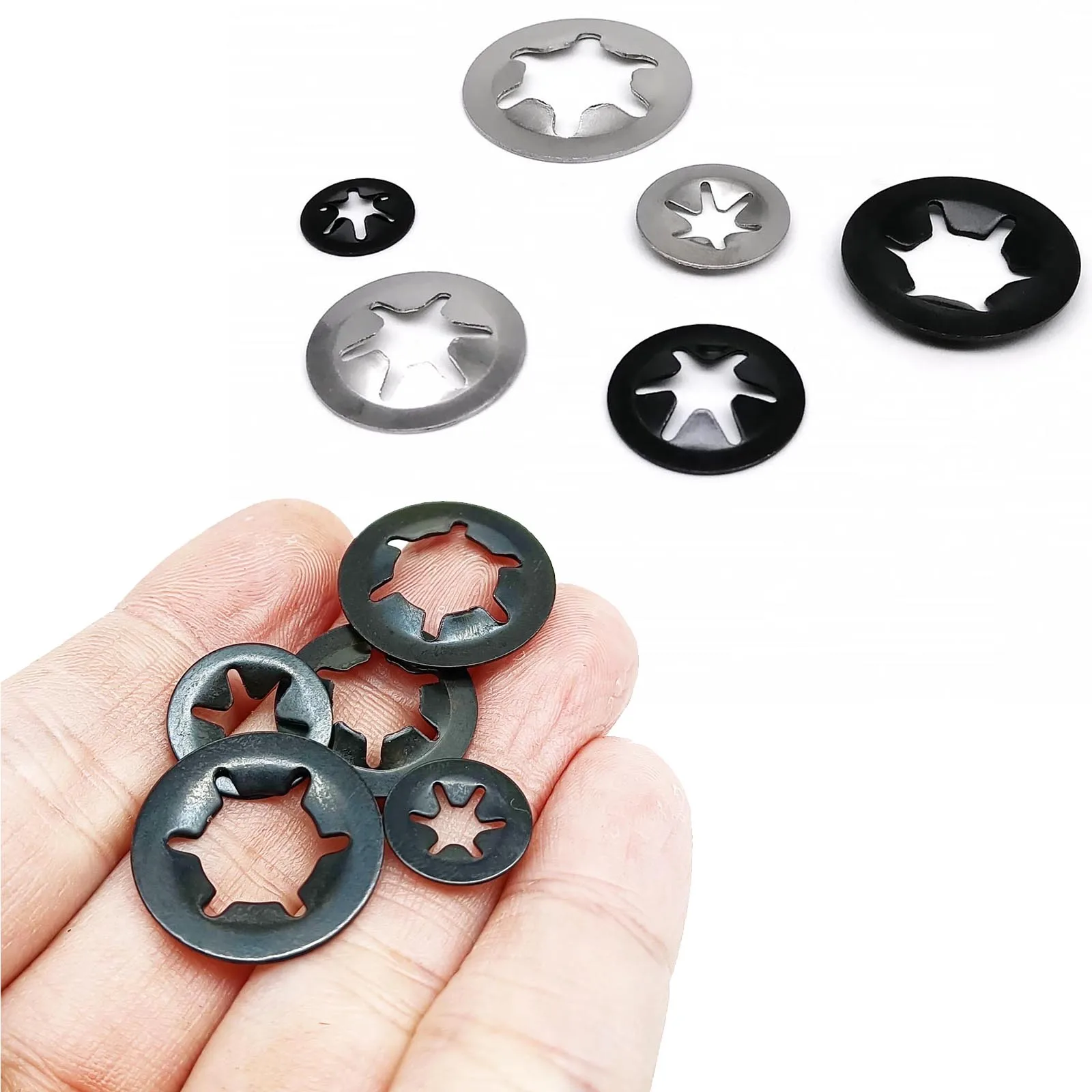 HZYUEGOU M2 M2.5 M3 M4 M5 M6 M8 M10 M12 External Circlip Self-Locking Retaining Push On Shaft Bearing Outside Snap Ring Washer