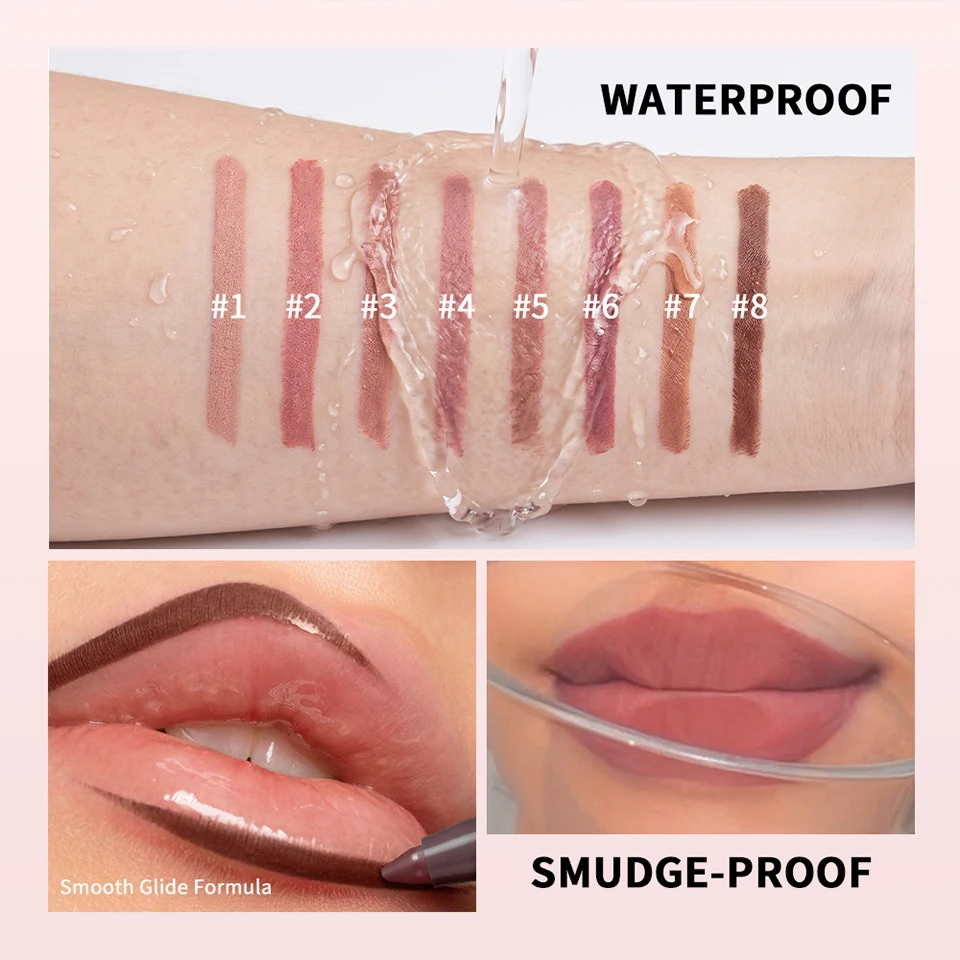 Cream Lip Liner Long Lasting Wear Waterproof Sweat-resistant Fast-setting Rich Pigmented Color Smooth Matte Texture Lip Liner