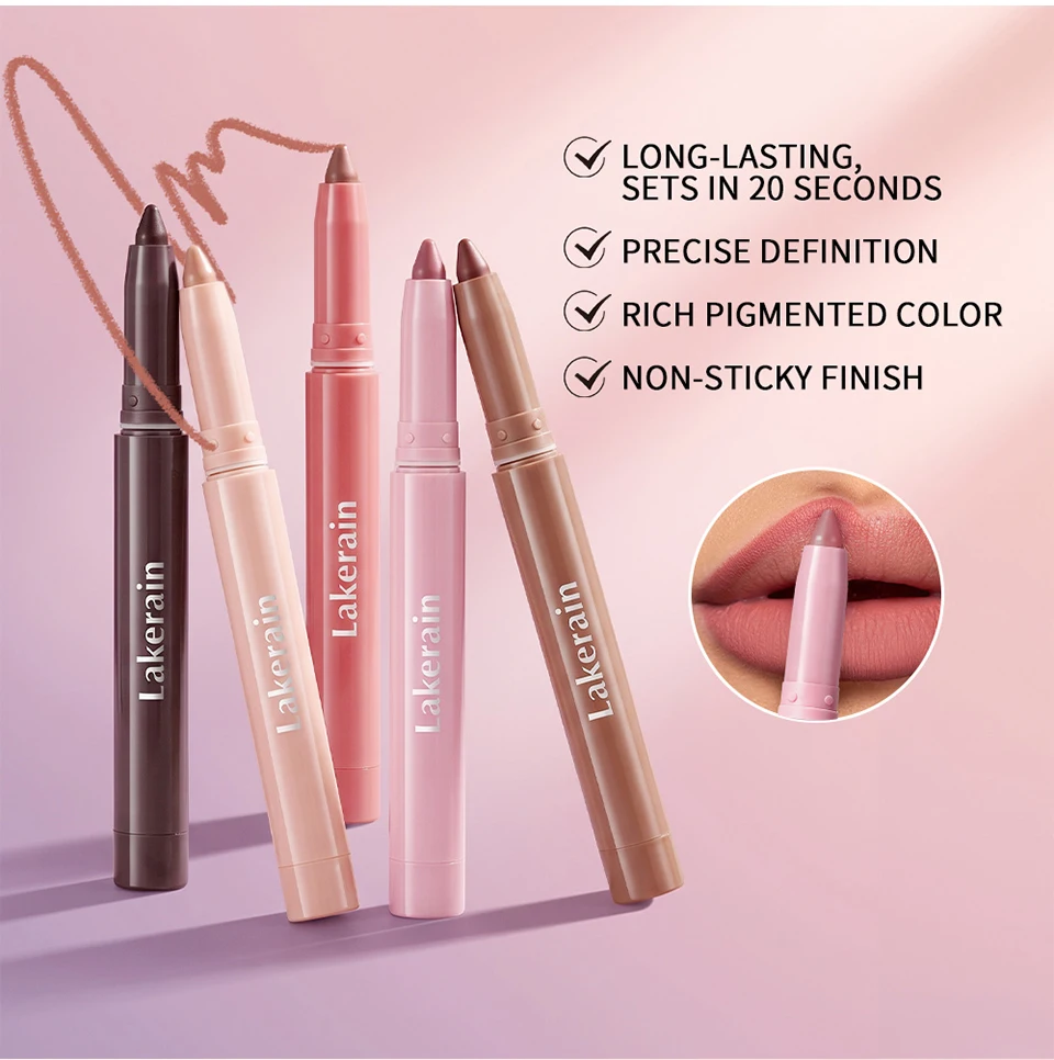 Cream Lip Liner Long Lasting Wear Waterproof Sweat-resistant Fast-setting Rich Pigmented Color Smooth Matte Texture Lip Liner