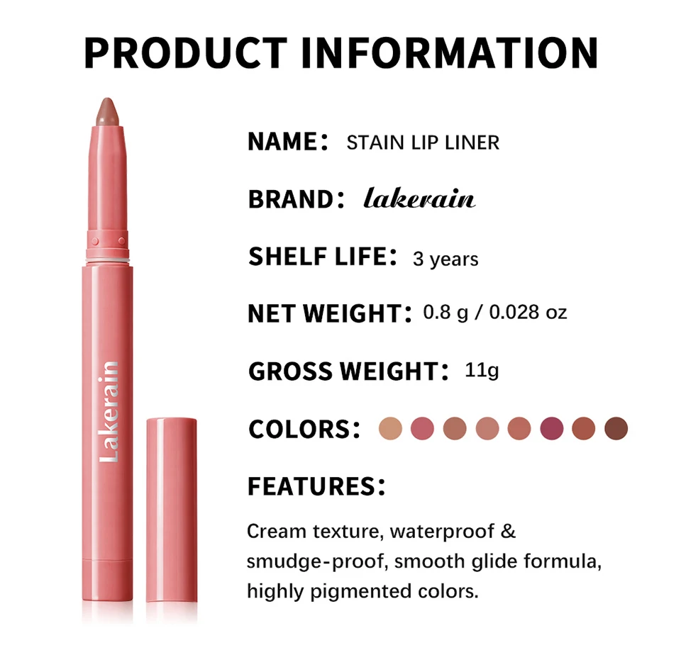 Cream Lip Liner Long Lasting Wear Waterproof Sweat-resistant Fast-setting Rich Pigmented Color Smooth Matte Texture Lip Liner