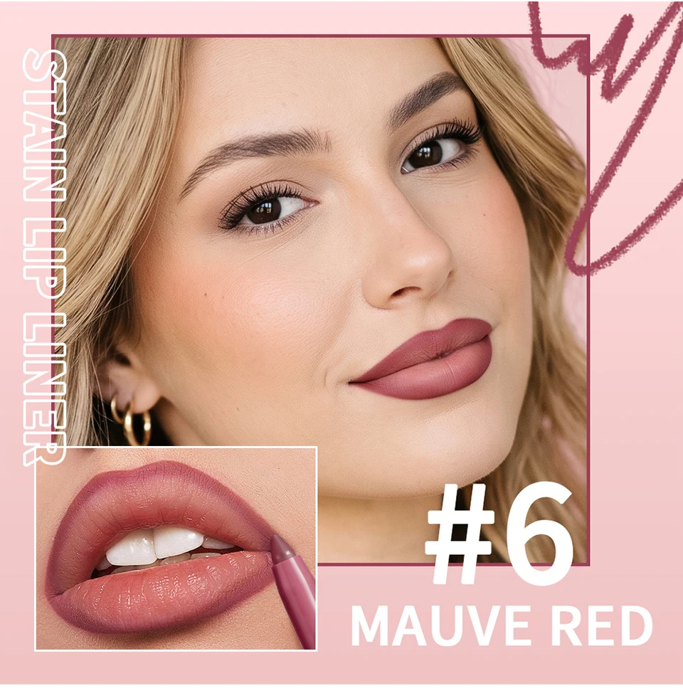 Cream Lip Liner Long Lasting Wear Waterproof Sweat-resistant Fast-setting Rich Pigmented Color Smooth Matte Texture Lip Liner