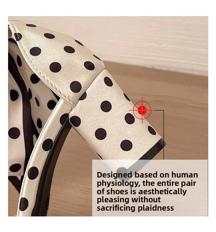 2026 Summer Sweet Polka-dot Bow Women's Sandals with Thick Heels and Open Toes and Non-slip Laces Plus Size Women's Shoes 35-42