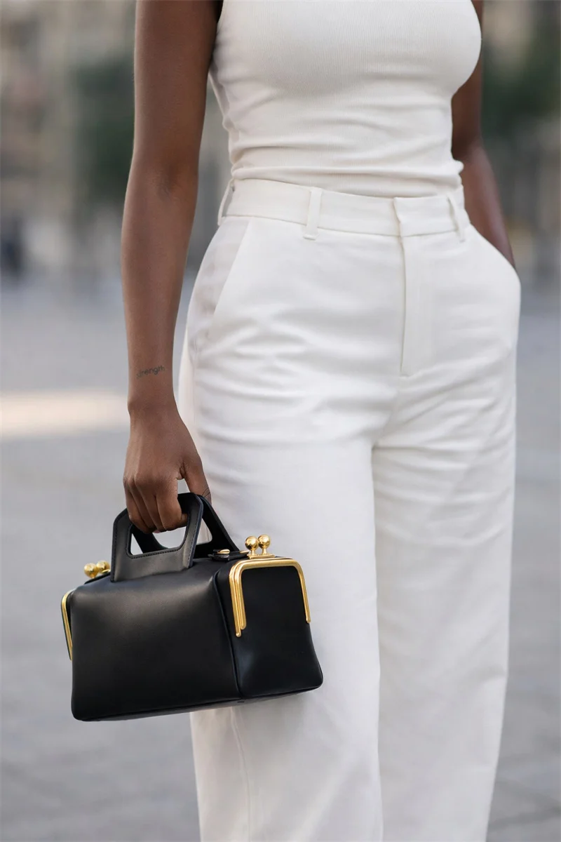 2027 New Women Underarm Shoulder Bag, Fashion Two Side Clamp Frame Kiss Lock Bag, Luxury Designer PU Leather Handbag Purse Ins