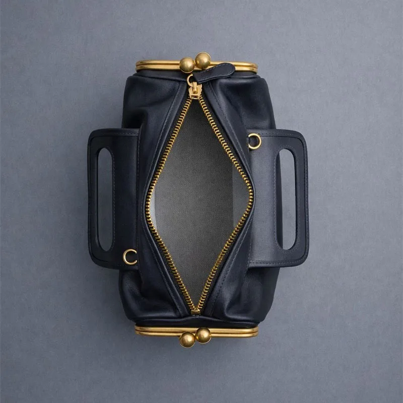 2027 New Women Underarm Shoulder Bag, Fashion Two Side Clamp Frame Kiss Lock Bag, Luxury Designer PU Leather Handbag Purse Ins