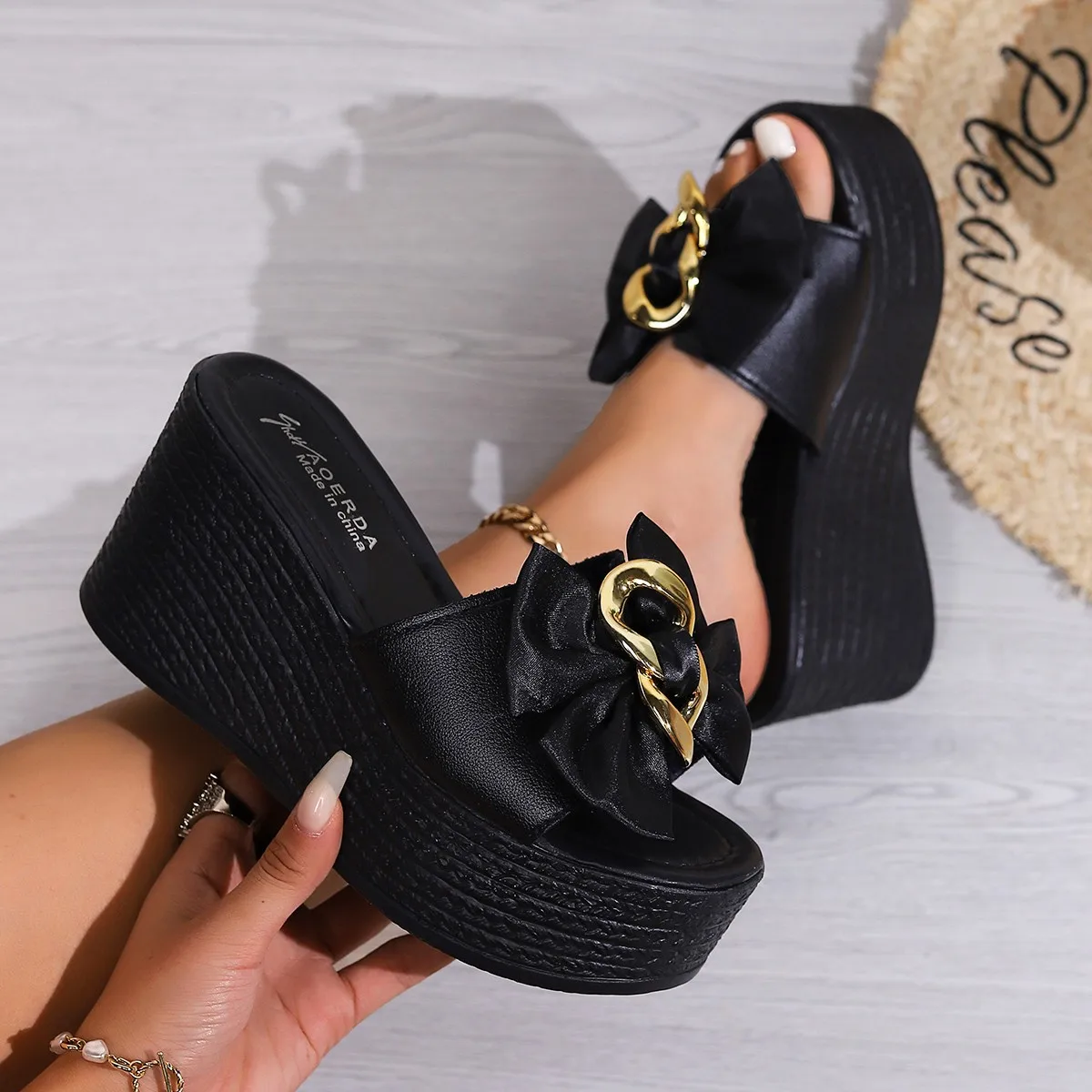 Women Wedges Sandals 2026 New Summer Women Slip on High-heeled Fashion Woman Shoes Comfortable Flower Outdoor Platform Sandals