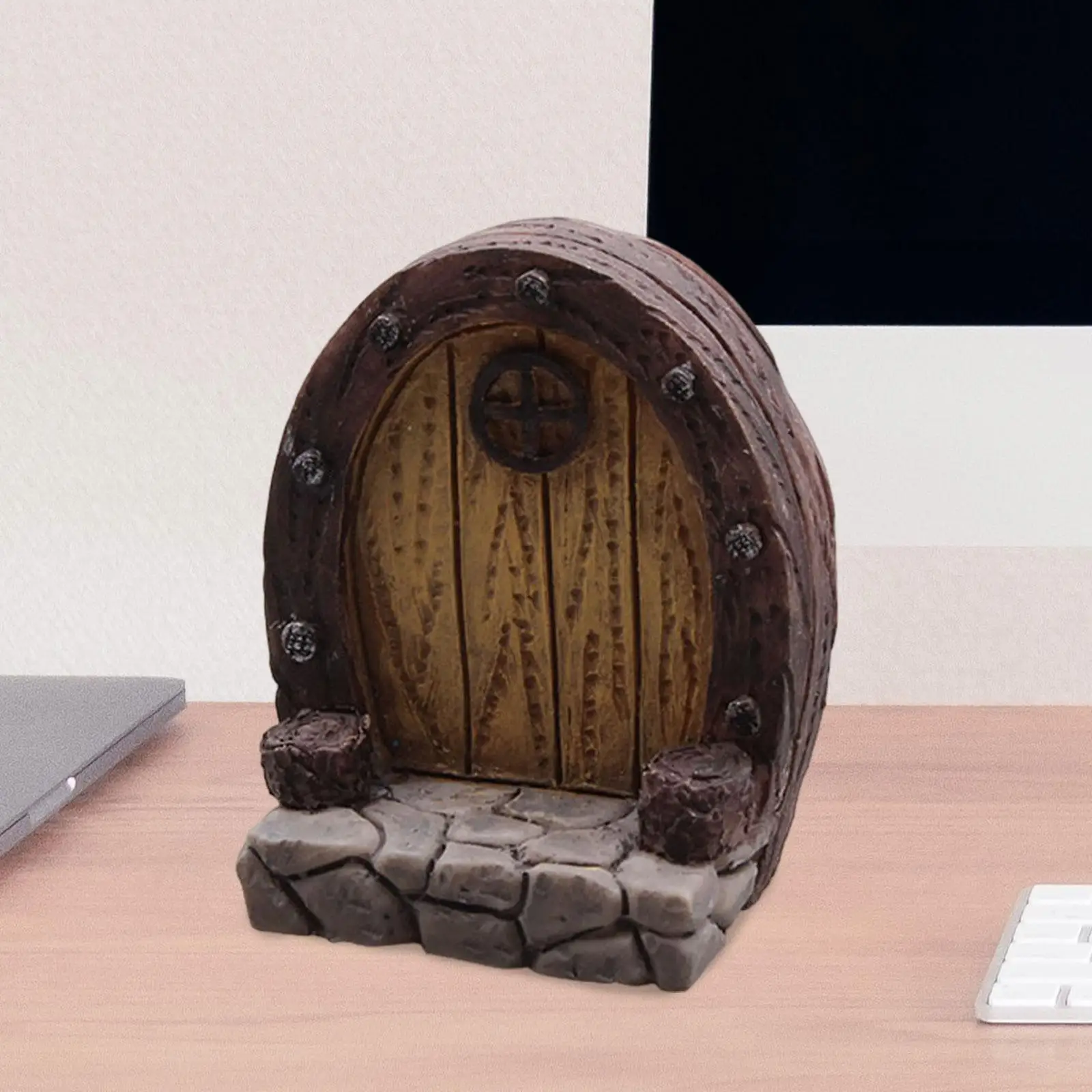 Miniature Garden Door Micro Landscape Lawn Ornament Garden Art Decorative Resin Mini Door Fairy Door for Living Room Lawn