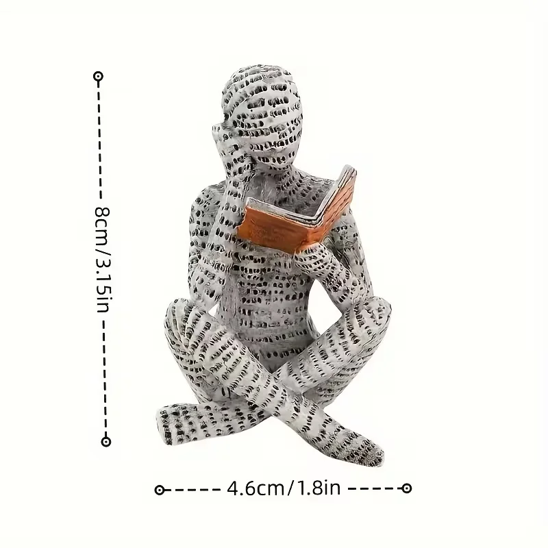 One Abstract Letter-Shaped Male Reading Figurine Statue - A Unique 'Reader' Sculpture, a Reading Figurine for Home Decoration