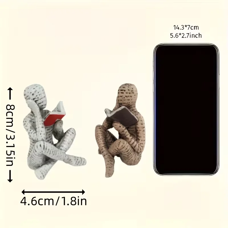 One Abstract Letter-Shaped Male Reading Figurine Statue - A Unique 'Reader' Sculpture, a Reading Figurine for Home Decoration