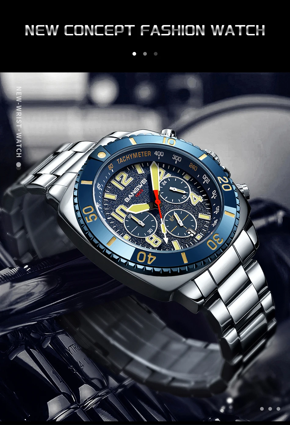 LIGE Brand BANGWEI Quartz Man Watch Digital Dial Fashion Business Luxury Auto Date Waterproof Luminous Stainless Casual Watches