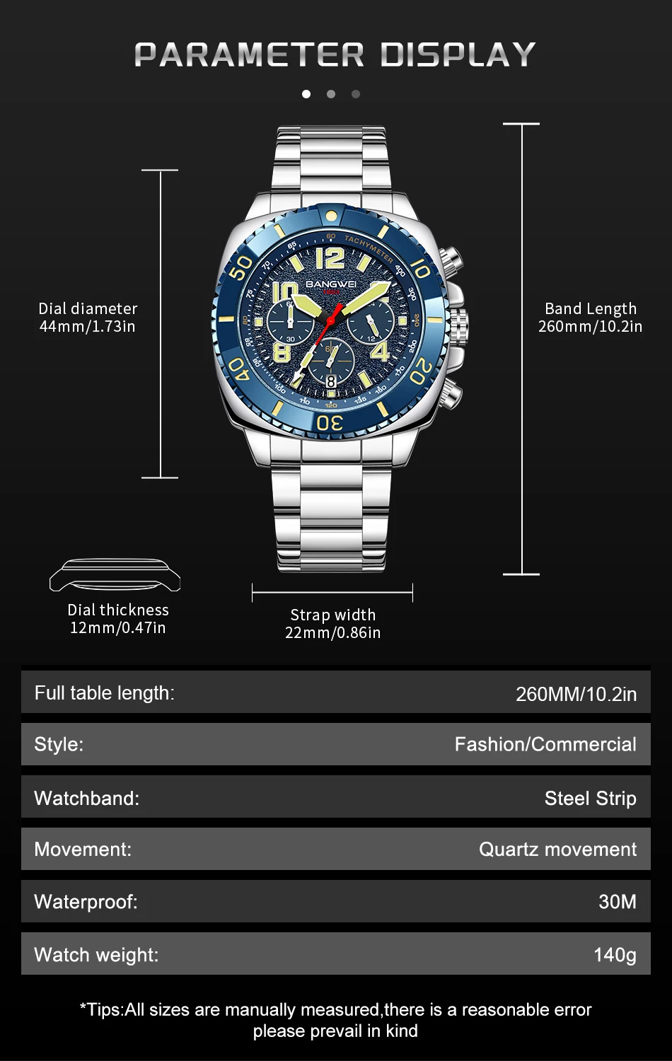 LIGE Brand BANGWEI Quartz Man Watch Digital Dial Fashion Business Luxury Auto Date Waterproof Luminous Stainless Casual Watches