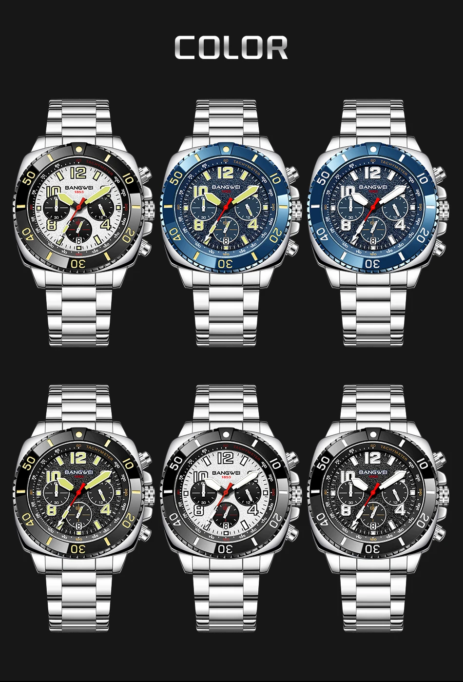 LIGE Brand BANGWEI Quartz Man Watch Digital Dial Fashion Business Luxury Auto Date Waterproof Luminous Stainless Casual Watches