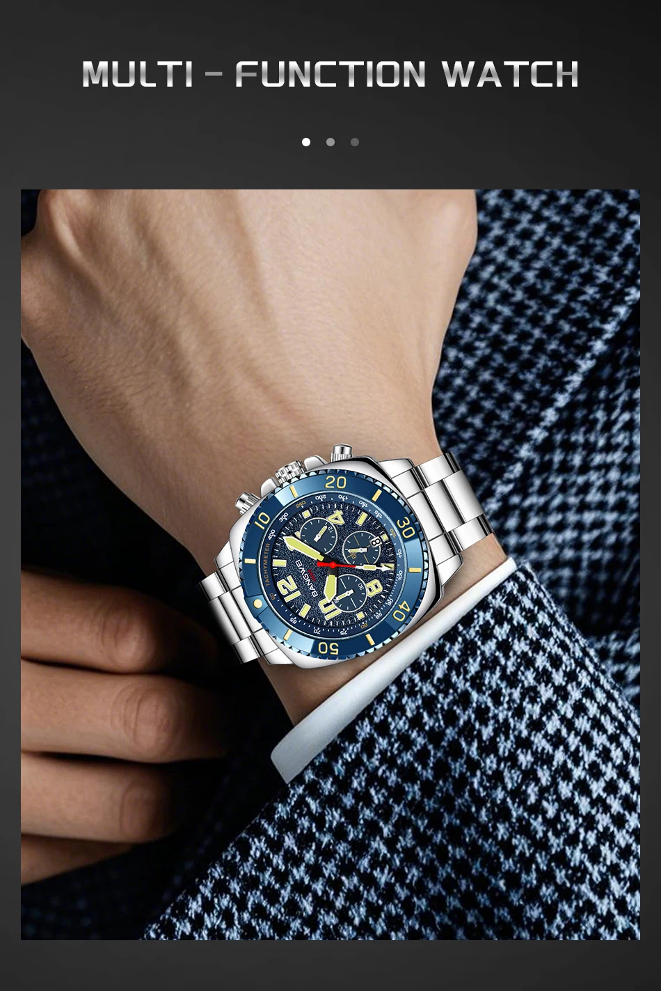 LIGE Brand BANGWEI Quartz Man Watch Digital Dial Fashion Business Luxury Auto Date Waterproof Luminous Stainless Casual Watches
