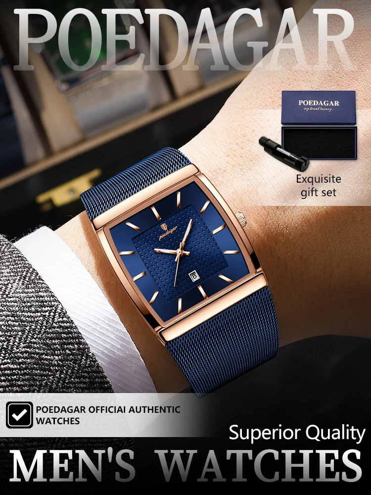 POEDAGAR Top Casual Men's Clock Luminous Waterproof Stainless Steel Man Watch Date Quartz Business Fashion Watches For Men Reloj