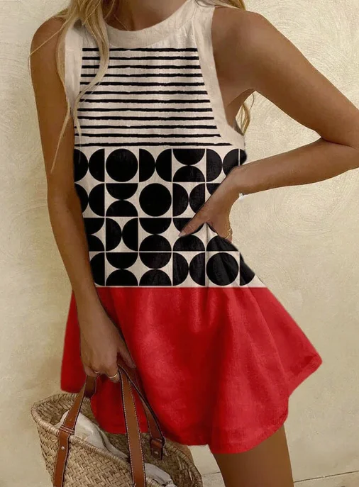 Vestidos Para Mujer Women's Printed Summer Dress Sleeveless Casual Tank Top O-Neck Beach Dresses Female High Quality Clothing