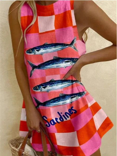 Vestidos Para Mujer Women's Printed Summer Dress Sleeveless Casual Tank Top O-Neck Beach Dresses Female High Quality Clothing