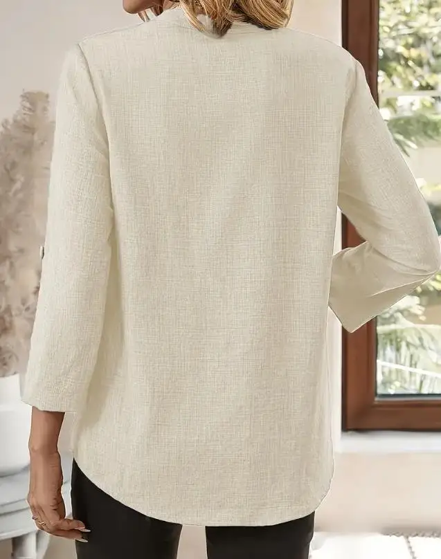 Solid Casual Loose Blouses For Women Fashion 2025 Autumn Vintage Women's Oversized Shirts And Blouses Elegant Youth Female Tops