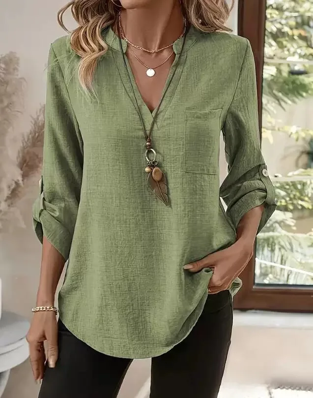 Solid Casual Loose Blouses For Women Fashion 2025 Autumn Vintage Women's Oversized Shirts And Blouses Elegant Youth Female Tops