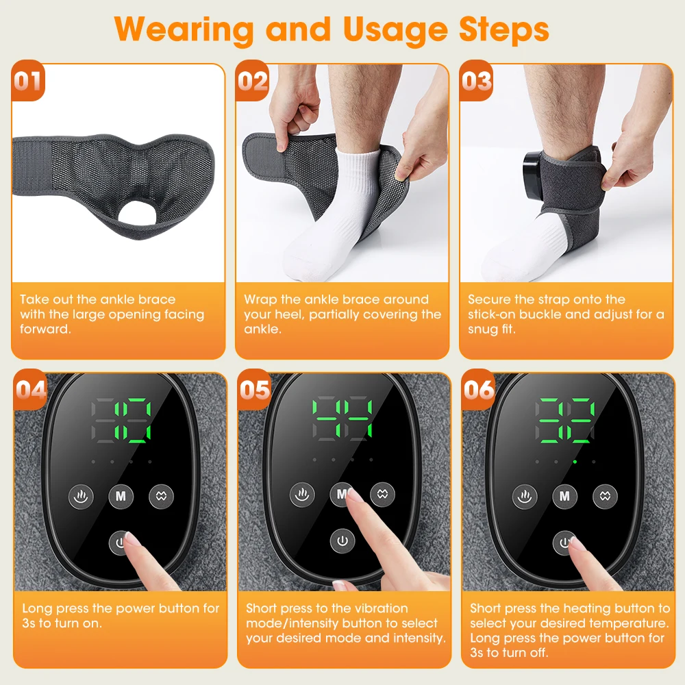 Heating Foot Massager Electric Vibration Relaxation Ankle Massager Warm Ankle Brace Joint Sprain Support Ankle Protection